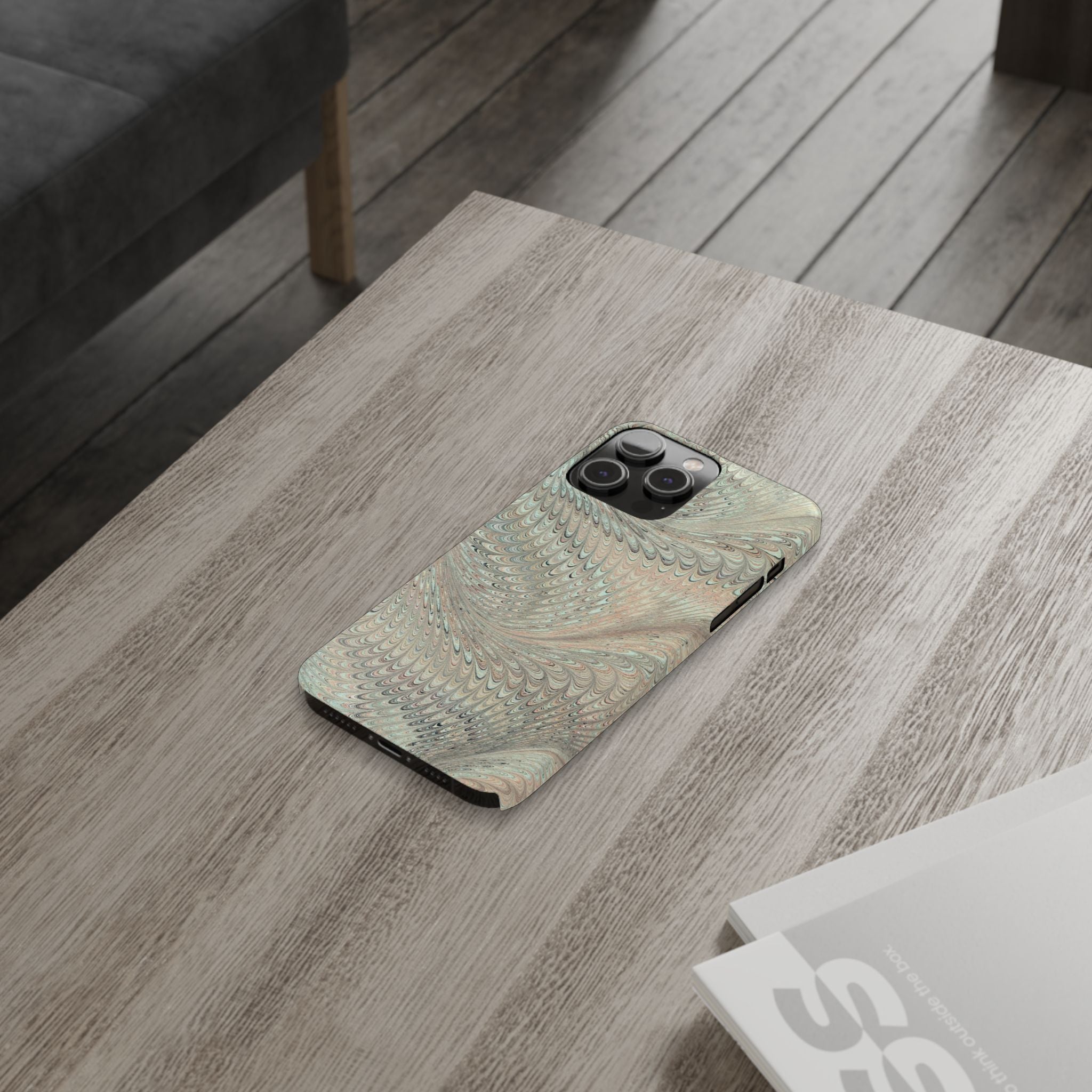 Mint + Green Italian Marbled Phone Case, Mag Safe