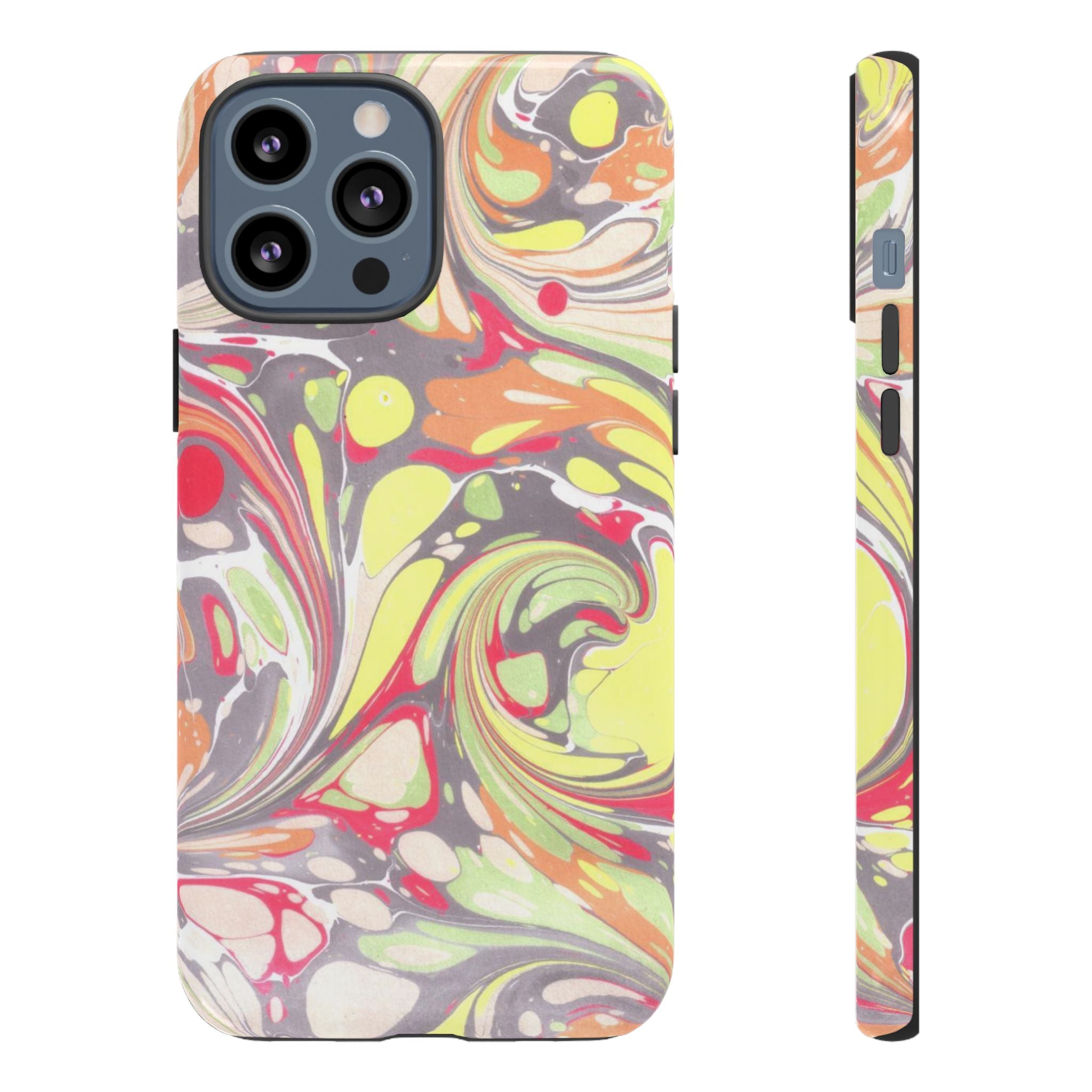 Yellow and Pink Swirl Marbled Italian Phone Case - Dual Layer - Matte or Glossy