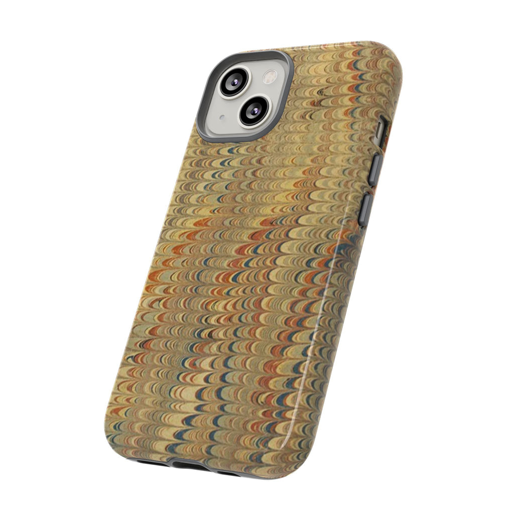 Beige and Blue Marbled Durable Phone Case - Dual Layer - Matte or Glossy