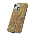 Beige and Blue Marbled Durable Phone Case - Dual Layer - Matte or Glossy
