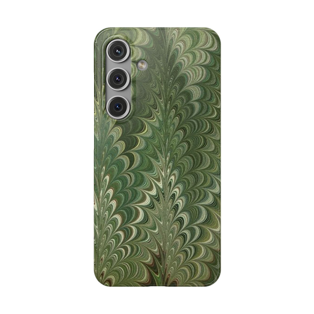 Deep Green Cheveron Marbled Phone Case - Single Layer Slim Case