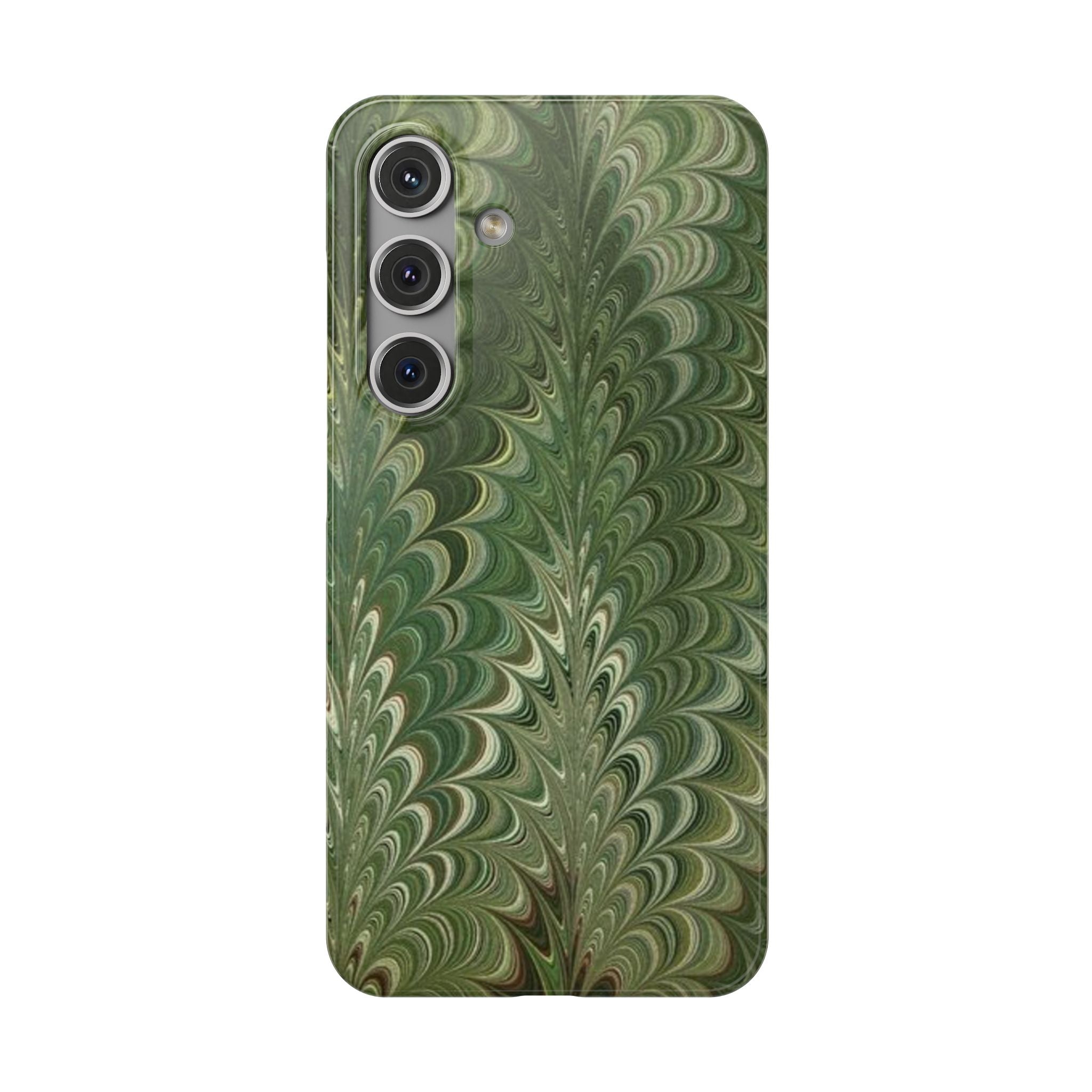 Deep Green Cheveron Marbled Phone Case - Single Layer Slim Case