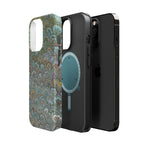 Green, Blue, + White Marbled Peacock - Dual Layer MAG SAFE Phone Case