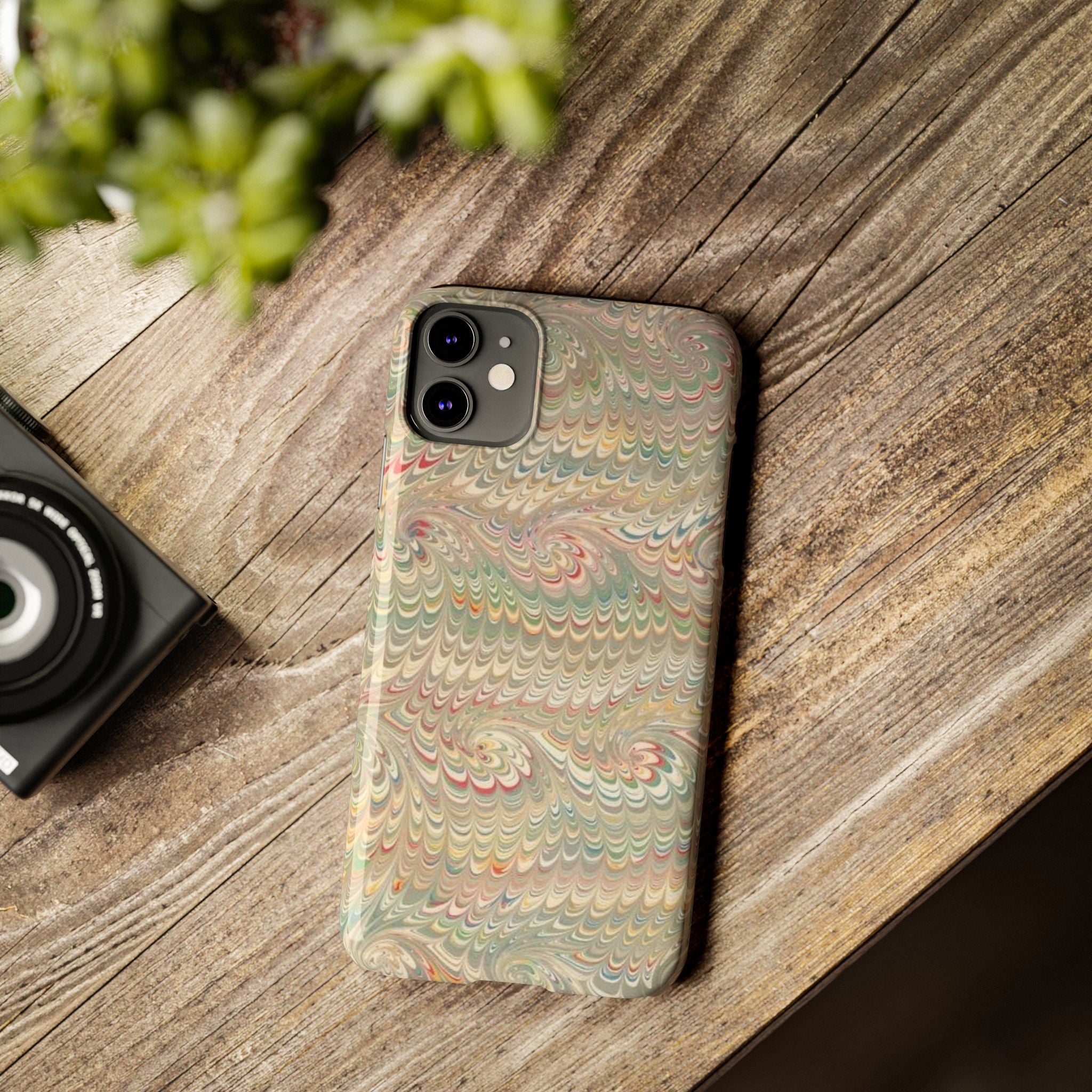 Beige Swirl Marbled Feather Phone Case