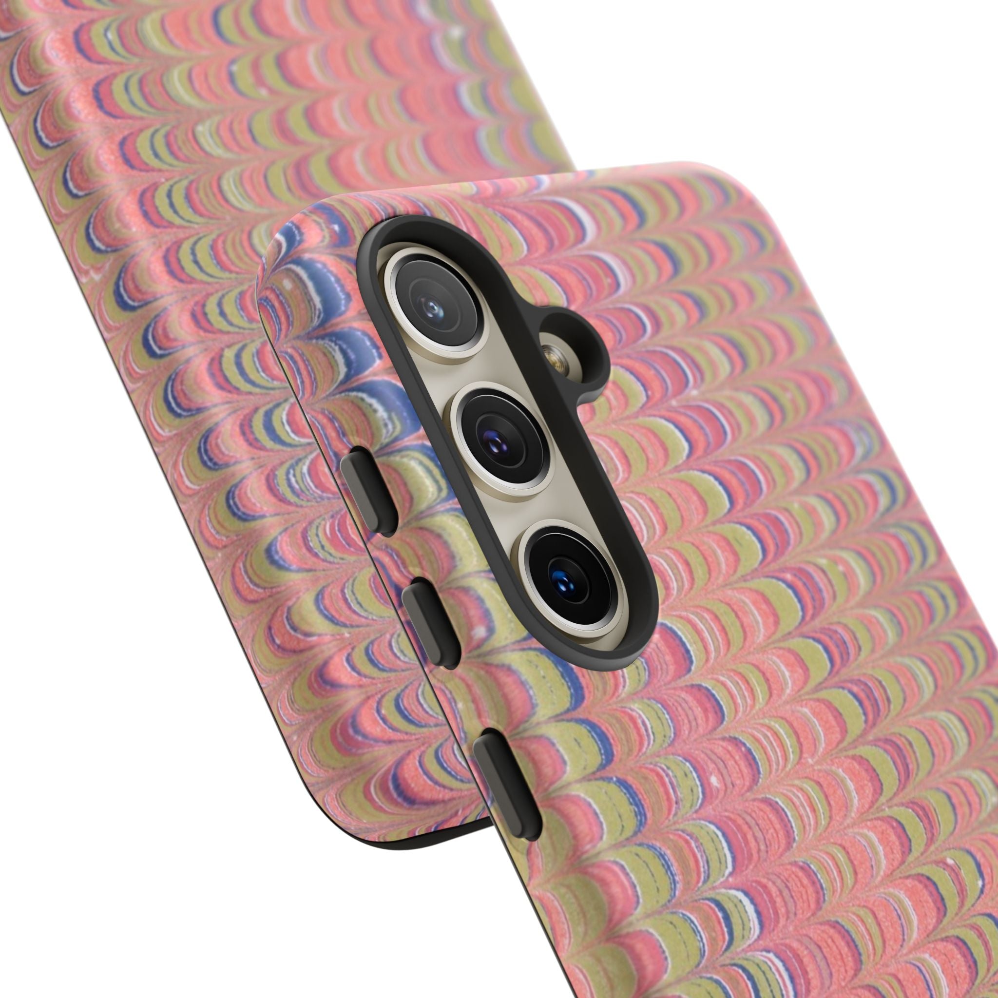 Pink Pastels Feather Marbled Vintage Design iPhone 16 + Samsung + Apple + Google - all models