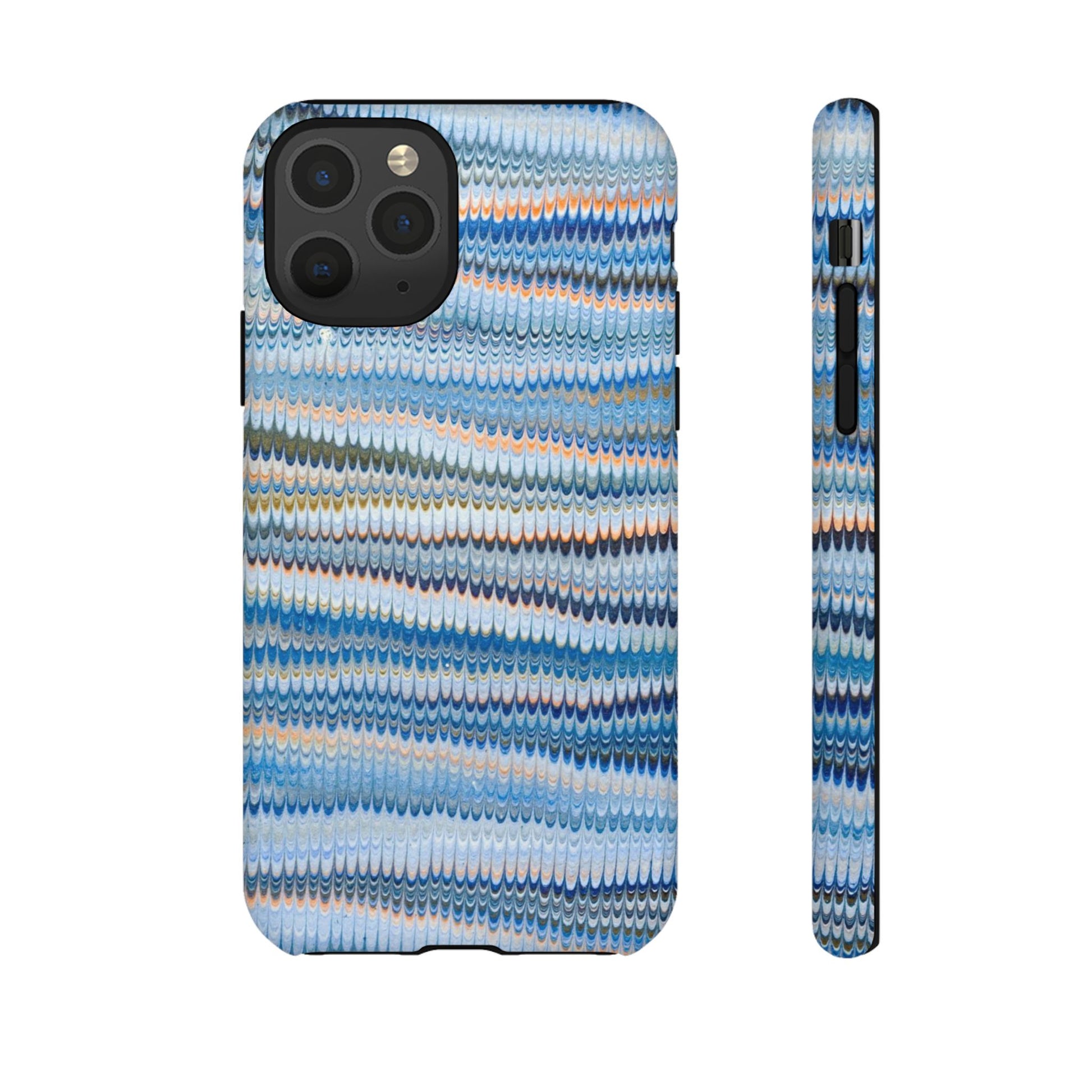 Blue Marbled Phone Cases iPhone 16 + Samsung + Apple + Google - all models, Vintage Marbled Design - Tough Cases