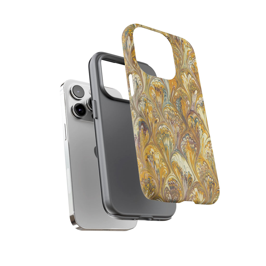 Golden Yellow Marbled Italian Phone Case - Dual Layer - Matte or Glossy