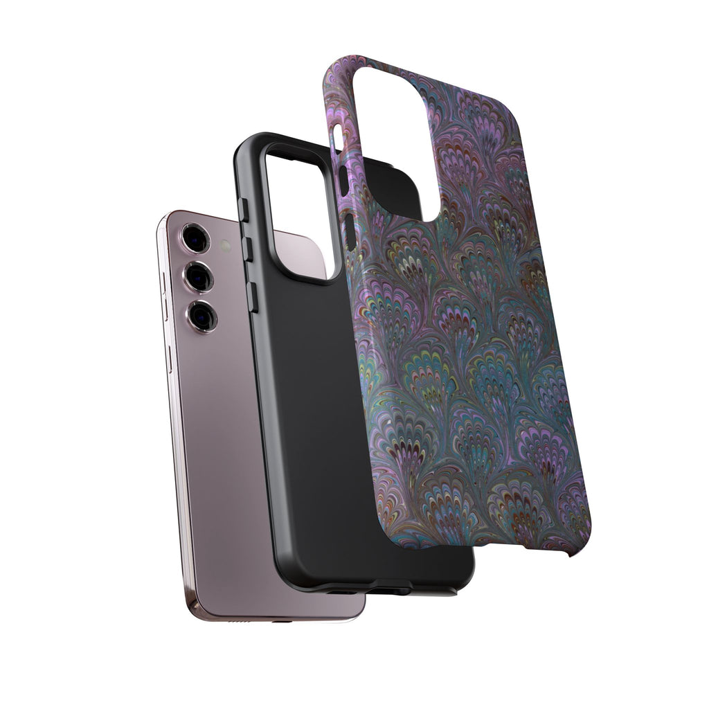 Lavender Marbled Peacock Durable Phone Case - Matte or Glossy