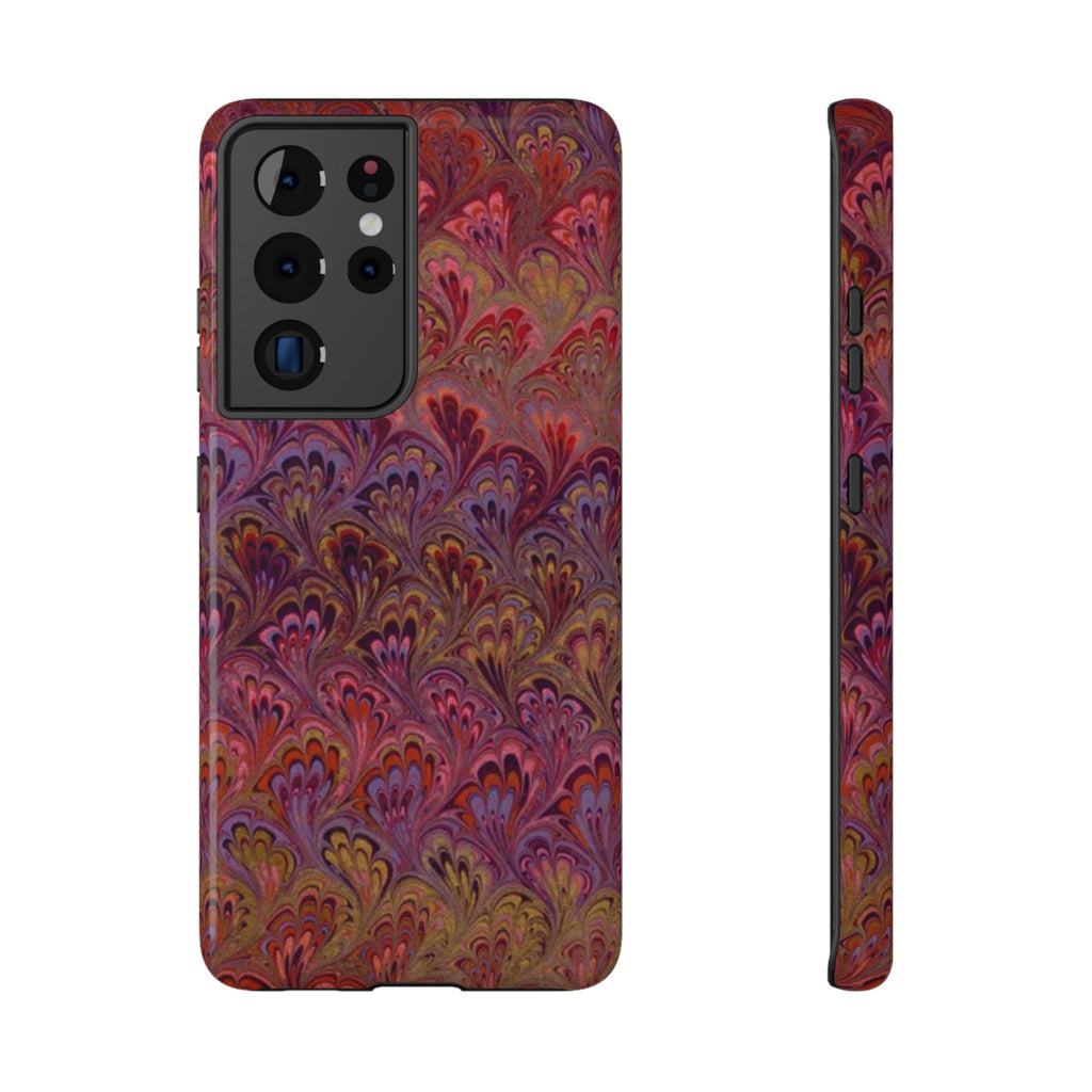 Red, Burgundy, Lavender Italian Peacock Feather Design Phone Case