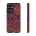Red, Burgundy, Lavender Italian Peacock Feather Design Phone Case