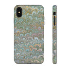Blue and Green Feather Marbled Phone Case — Dual Layer - Tough Protective Phone Cover