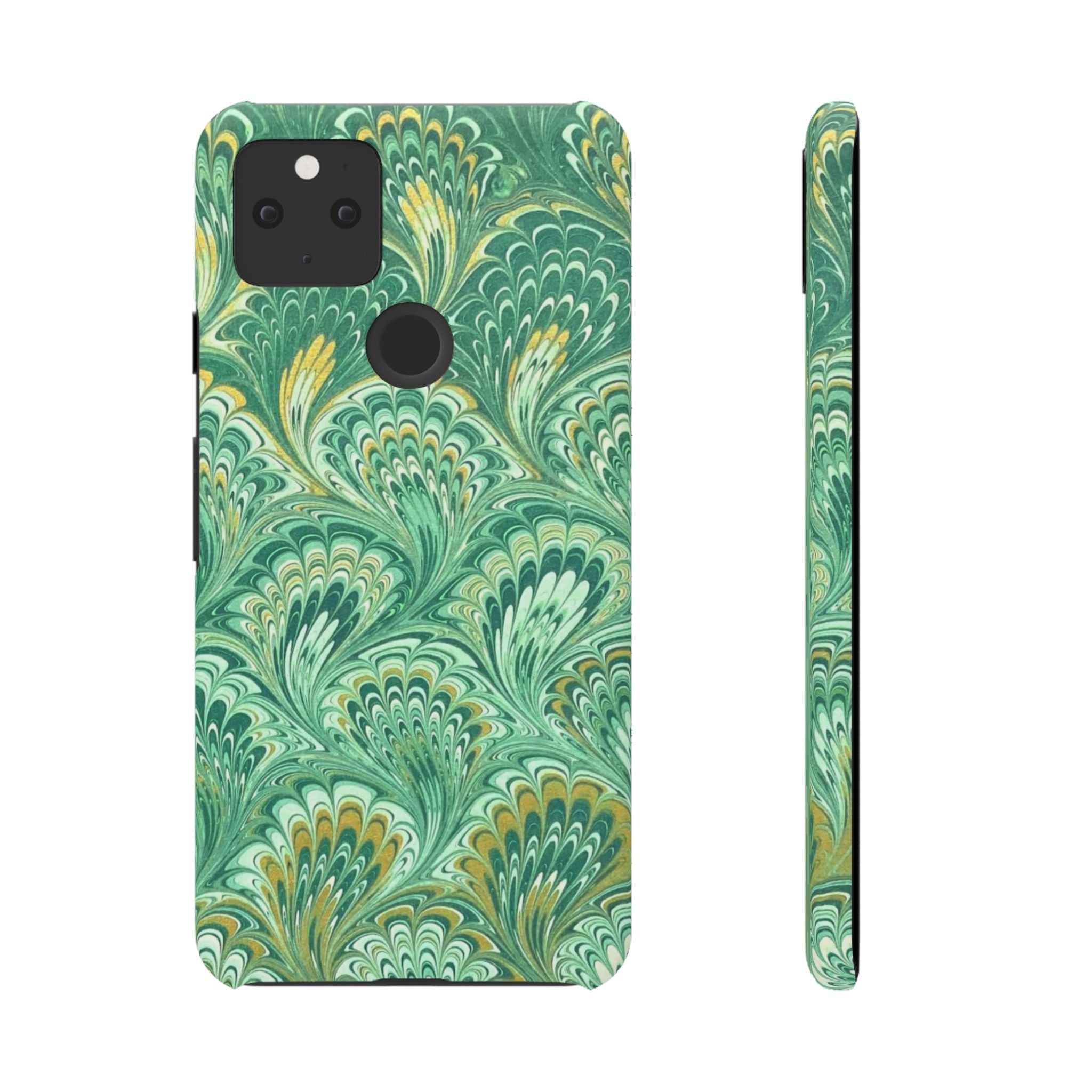 Marbled Feather Green Swirl - Single Layer Slim Phone Case