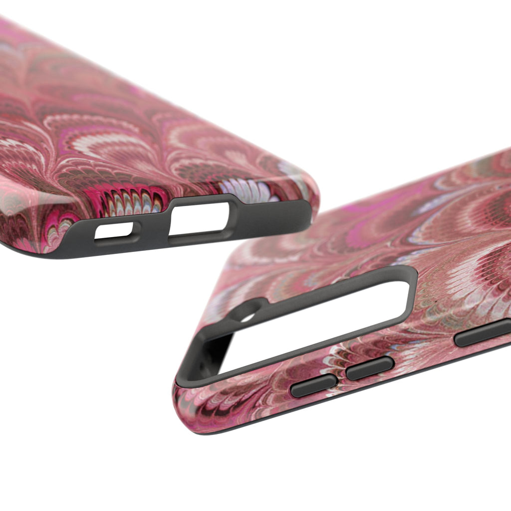 Pink Peacock Marble Italian Tough Phone Case — Durable Marbled Phone Case