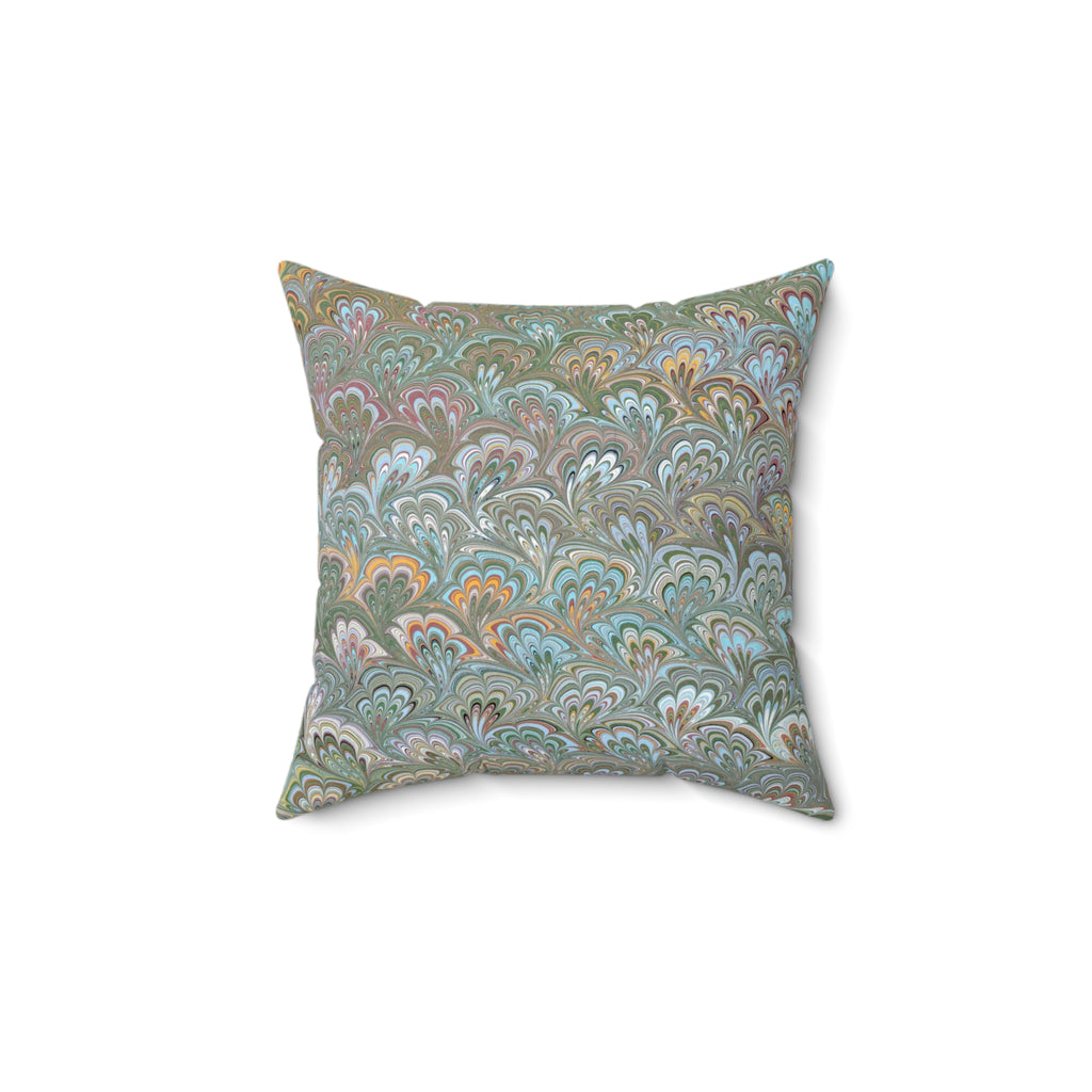 ITALIAN MARBLE Green and Blue Square Pillow includes Pillow, Hidden Zipper