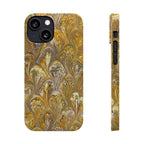 Golden Yelllow Hand-Marbled Florentine Italian Phone Case for iPhone 17 and all sizes