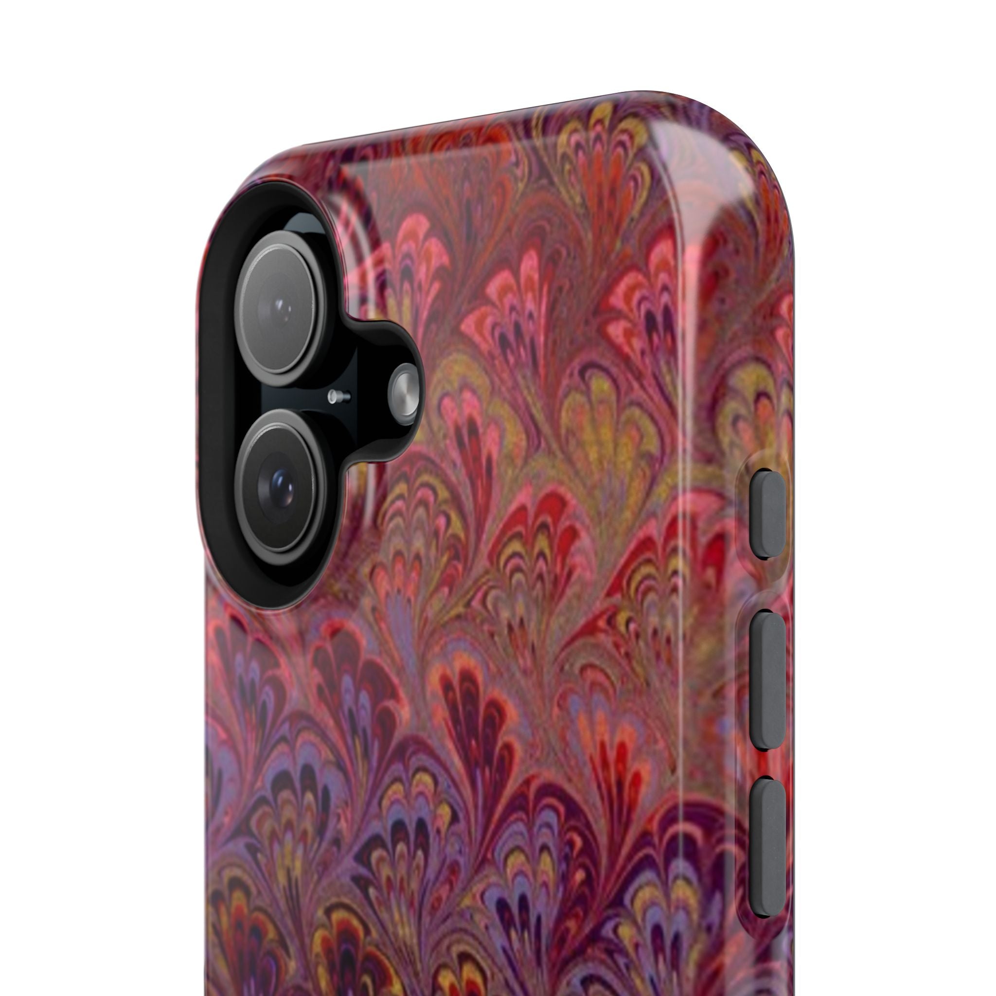 Red, Burgundy, Lavender Italian Peacock Feather Design Phone Case