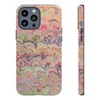 Pastel Pink + Green Feather Marbled Phone Case - Dual Layer Phone Cover