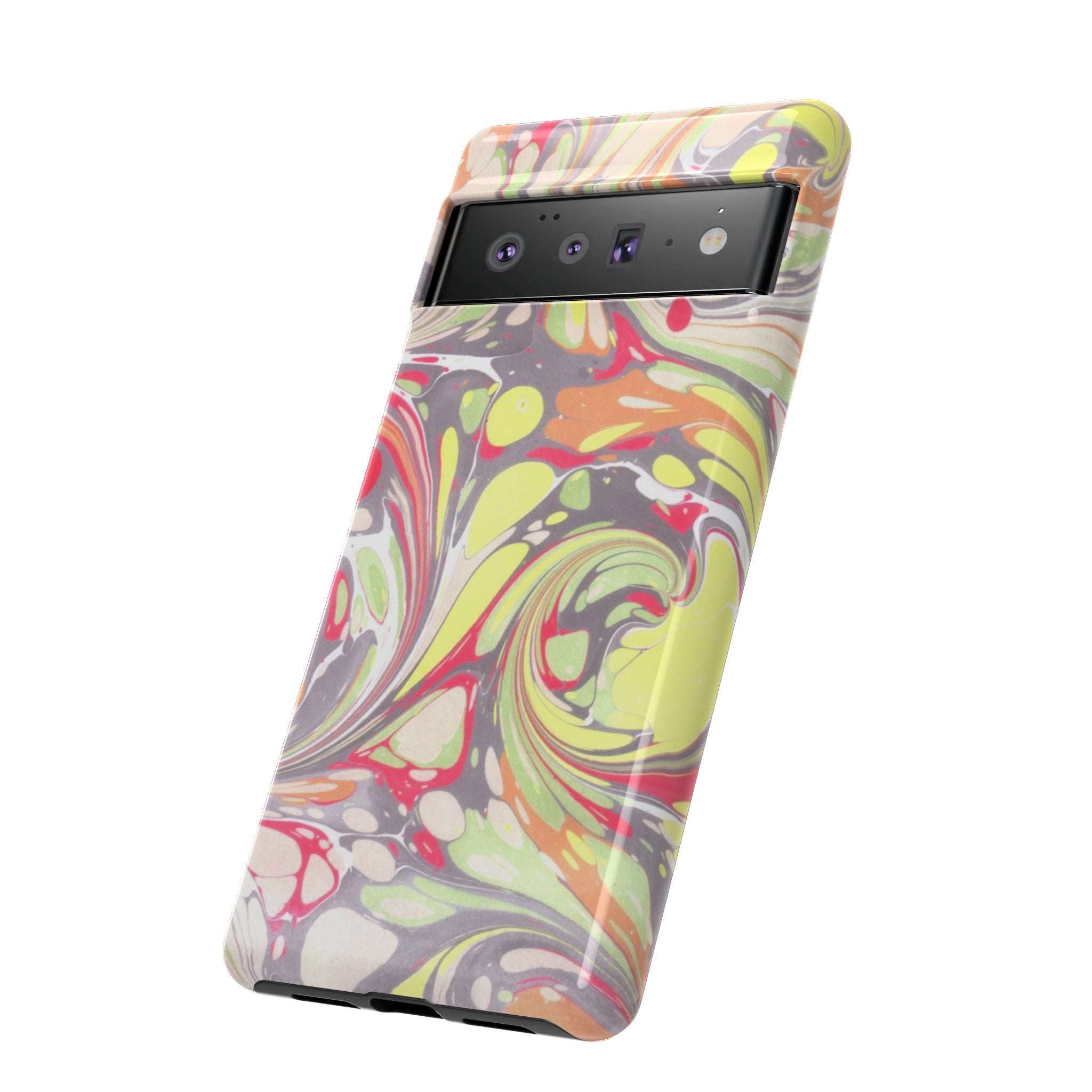Yellow and Pink Swirl Marbled Italian Phone Case - Dual Layer - Matte or Glossy