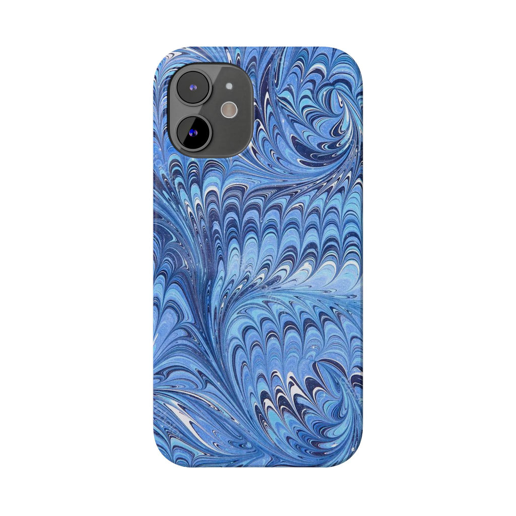 Blue Italian Marbled Design, Green and Blue Pallet, Slim Phone Case