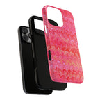 Pink and Gold Marbled Peacock Durable Phone Case - Olive Green and Brown - Matte or Glossy