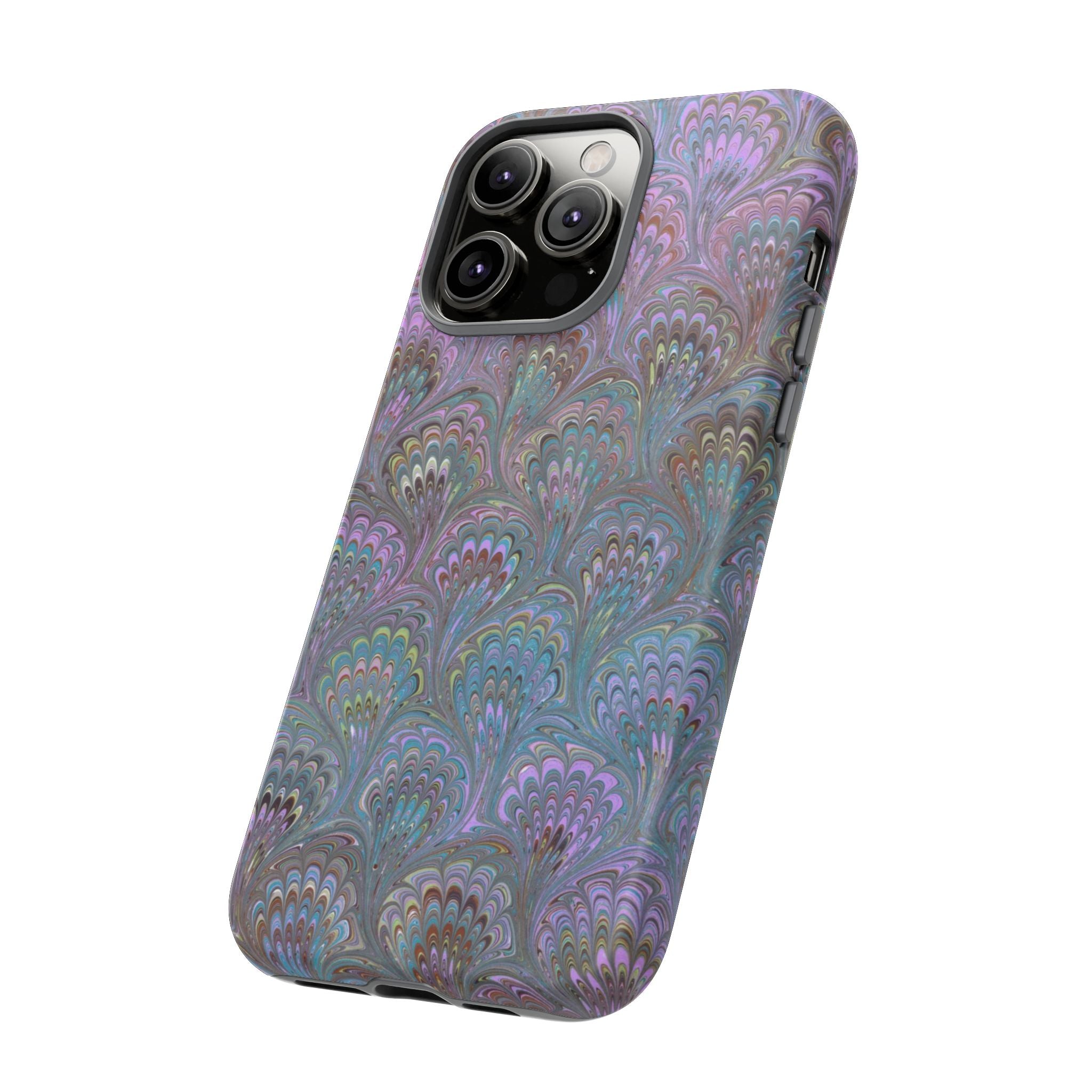 Lavender Marbled Peacock Durable Phone Case - Matte or Glossy