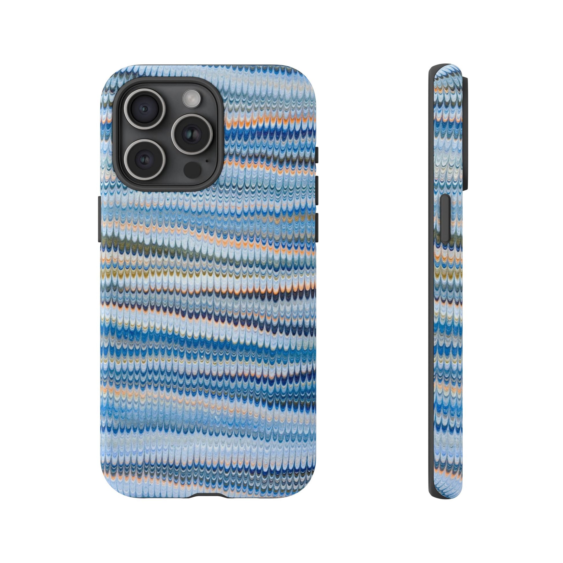 Blue Marbled Phone Cases iPhone 16 + Samsung + Apple + Google - all models, Vintage Marbled Design - Tough Cases