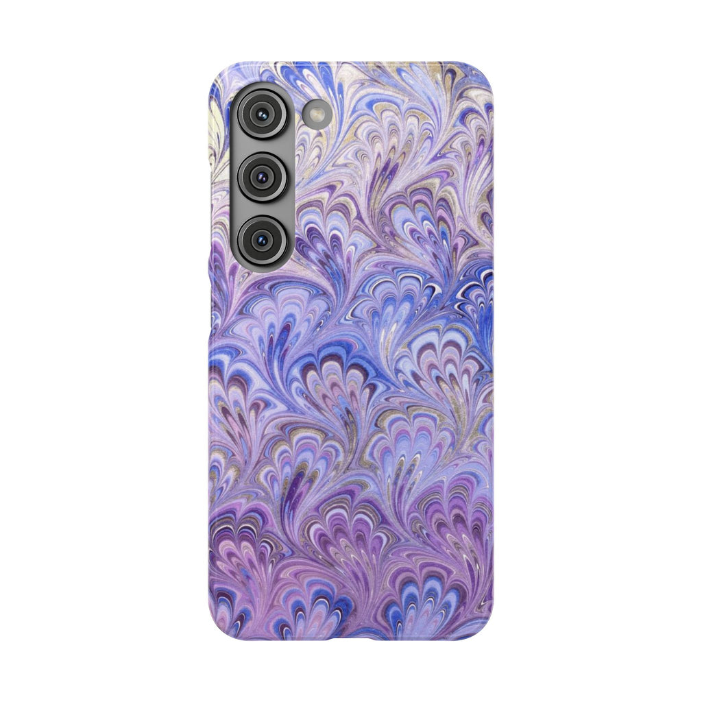 Marbled Feather Lavender + Purple Swirl - Single Layer Slim Phone Case