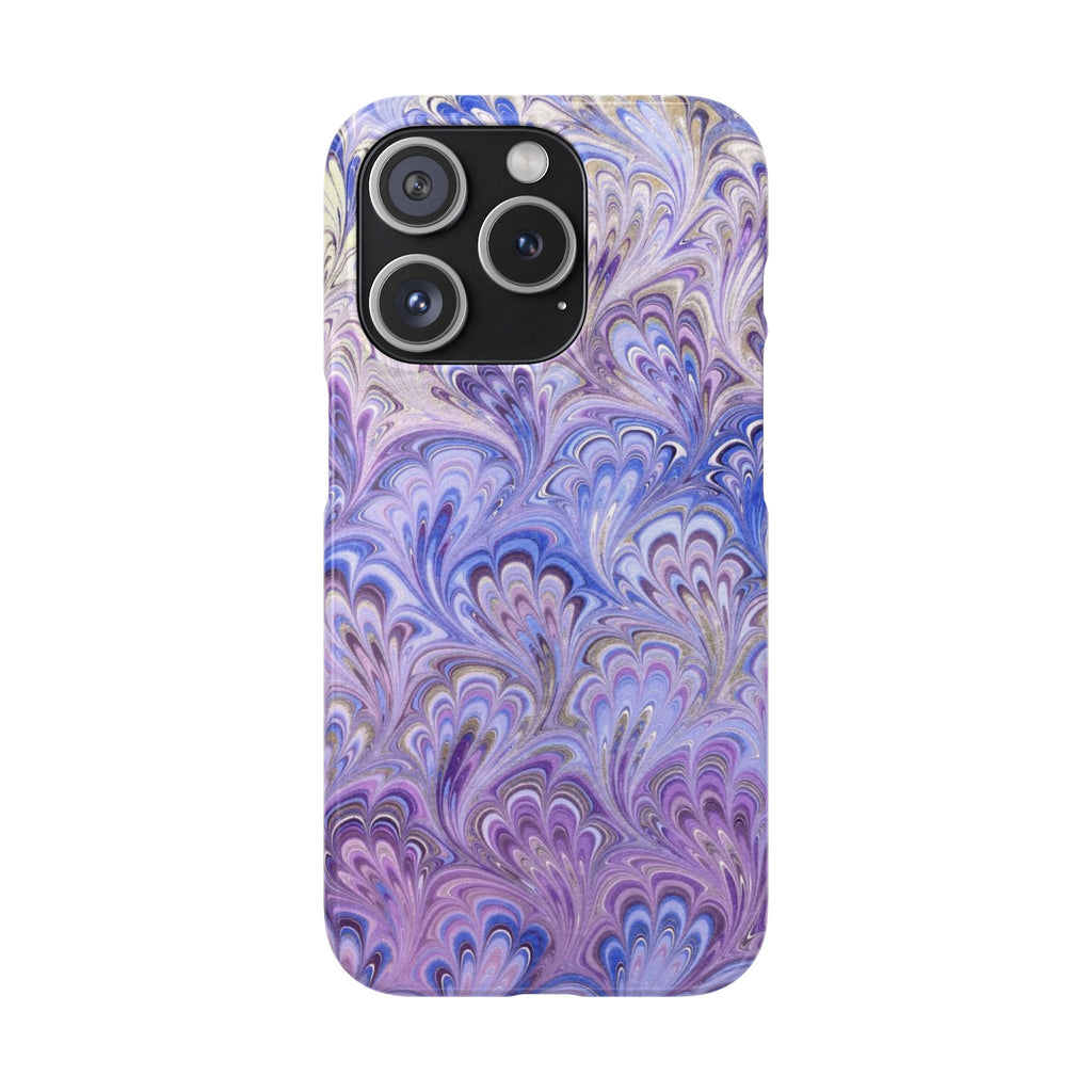 Marbled Feather Lavender + Purple Swirl - Single Layer Slim Phone Case