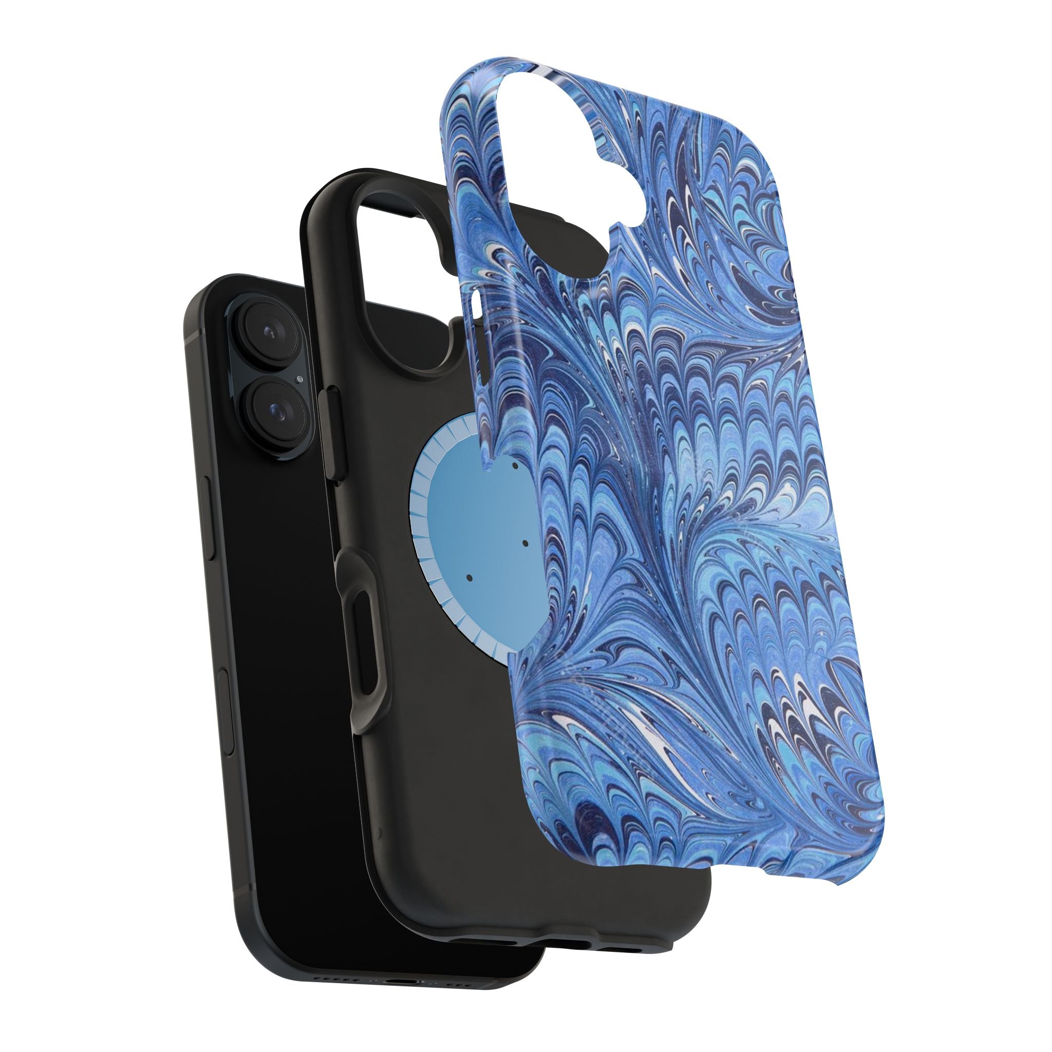 Blues Marbled Magnetic MAG SAFE Double Cover Phone Case