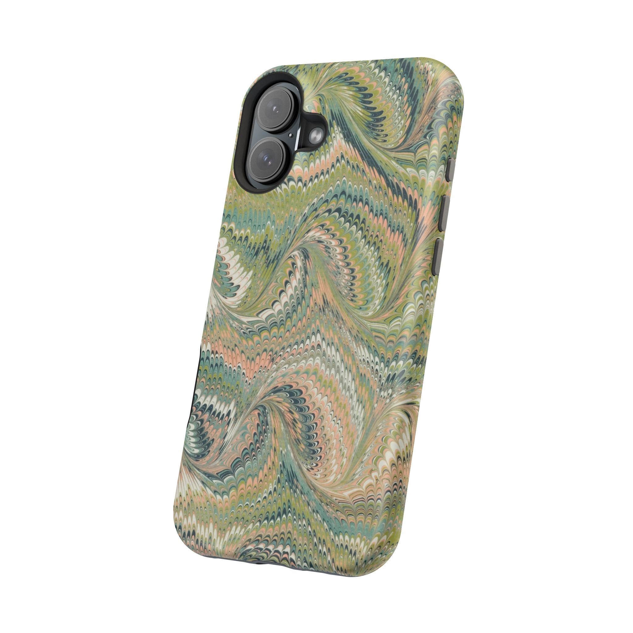 Green Pastel Italian Marble Design Magnetic MAG SAFE High Impact iPhone Cases