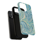 Aqua + Green Marble Phone Case - Impact-Resistant Durable - Dual Cover Design