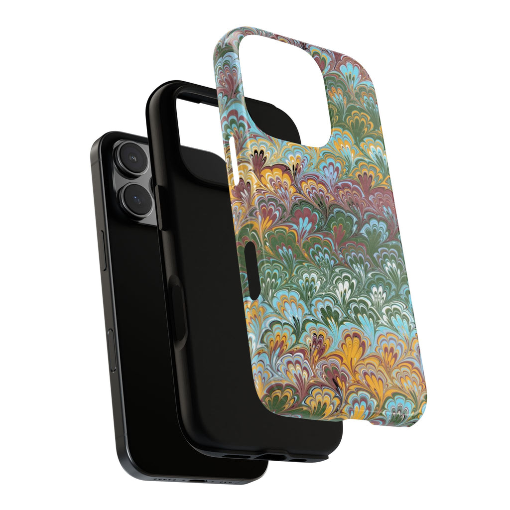Green, Blue, + Yellow Swirl Vintage Italian Marble Design - Dual Layer Phone Cases
