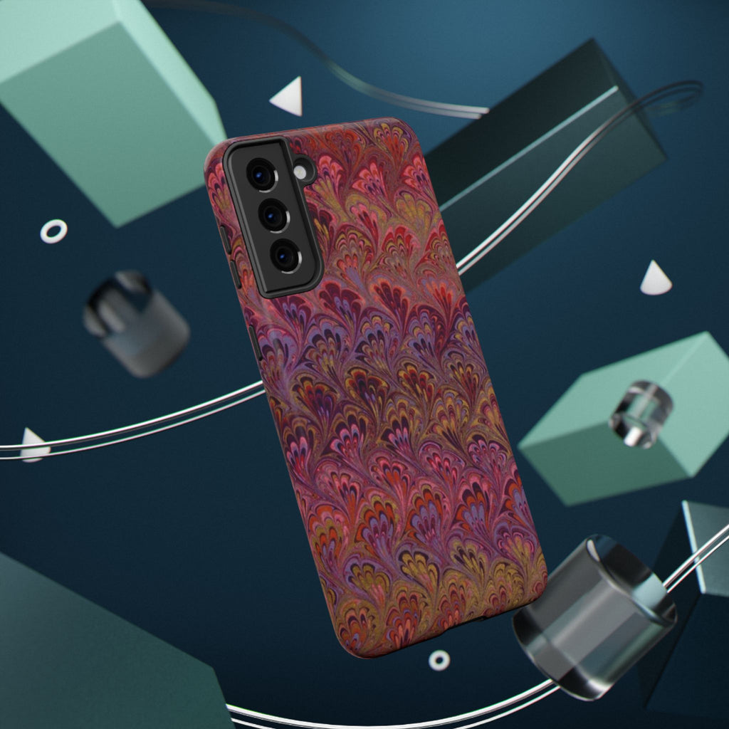 Red, Burgundy, Lavender Italian Peacock Feather Design Phone Case