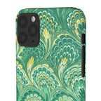 Marbled Feather Green Swirl - Single Layer Slim Phone Case