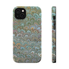 Green, Blue, + White Marbled Peacock - Dual Layer MAG SAFE Phone Case