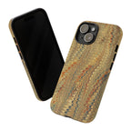 Beige and Blue Marbled Durable Phone Case - Dual Layer - Matte or Glossy