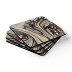 Beige Italian Marbled Cork Coaster Set, Modern Minimalist Drink Coasters (4-Pack)