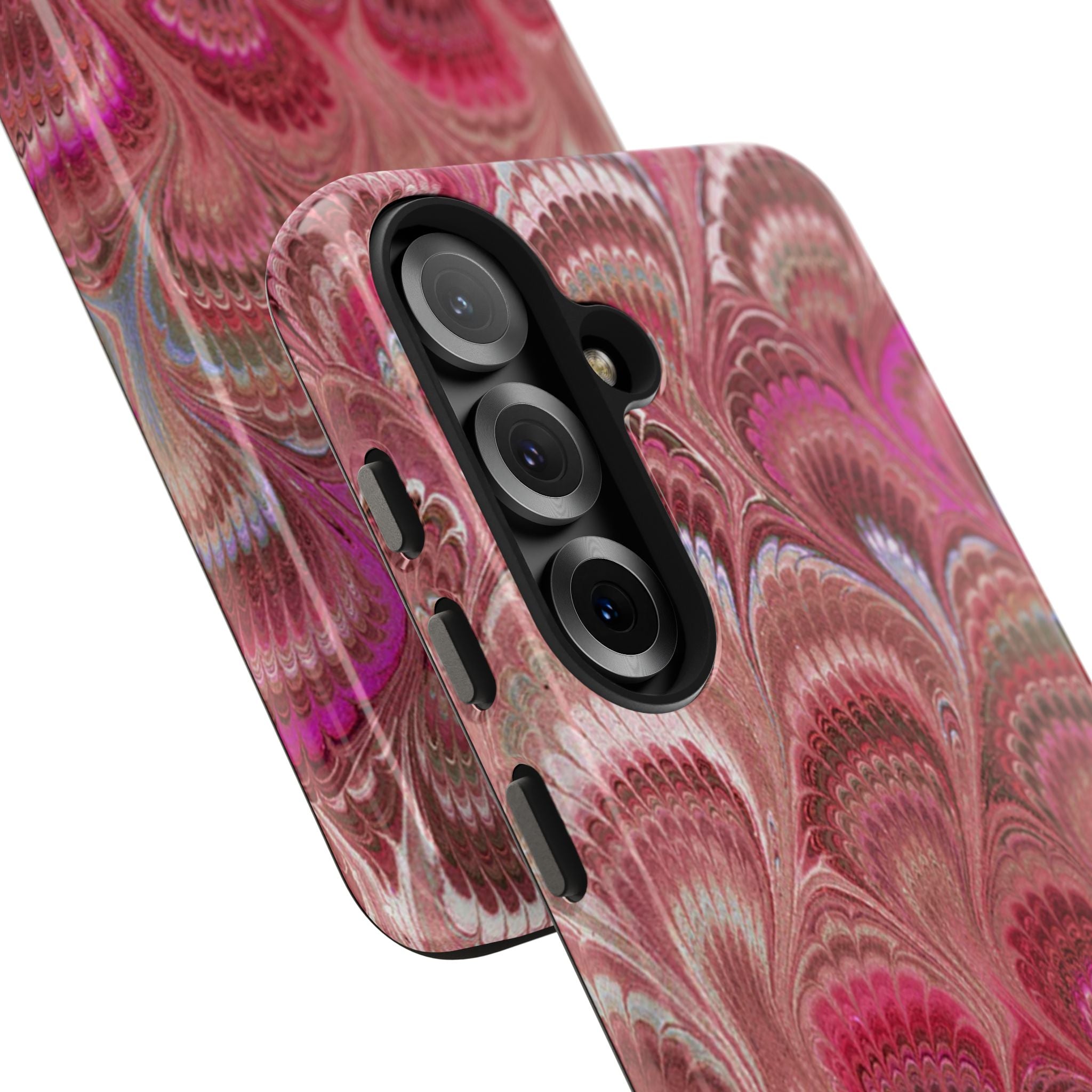 Pink Peacock Marble Italian Tough Phone Case — Durable Marbled Phone Case