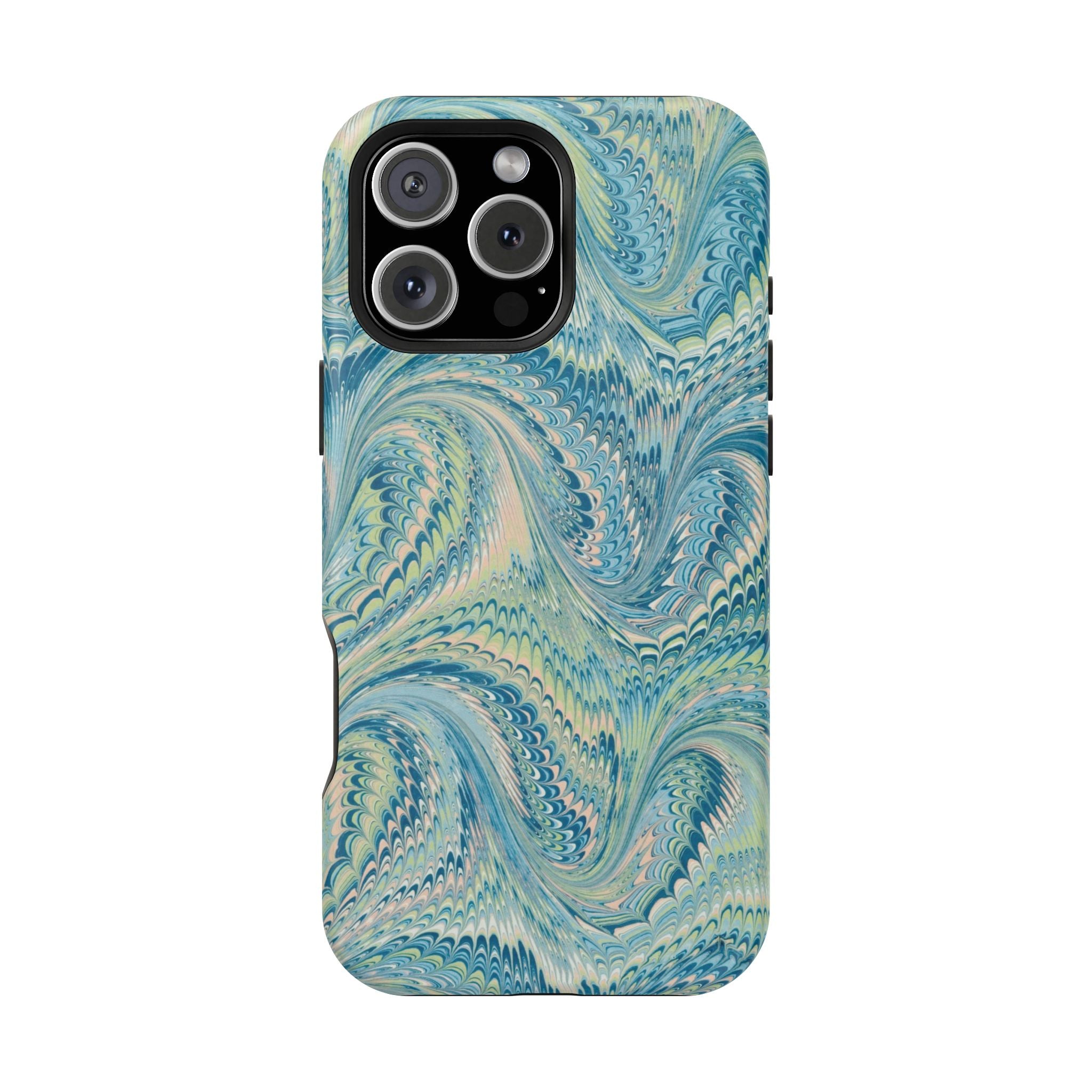 Aqua + Green Marble Phone Case - Impact-Resistant MAG SAFE - Dual Cover Design