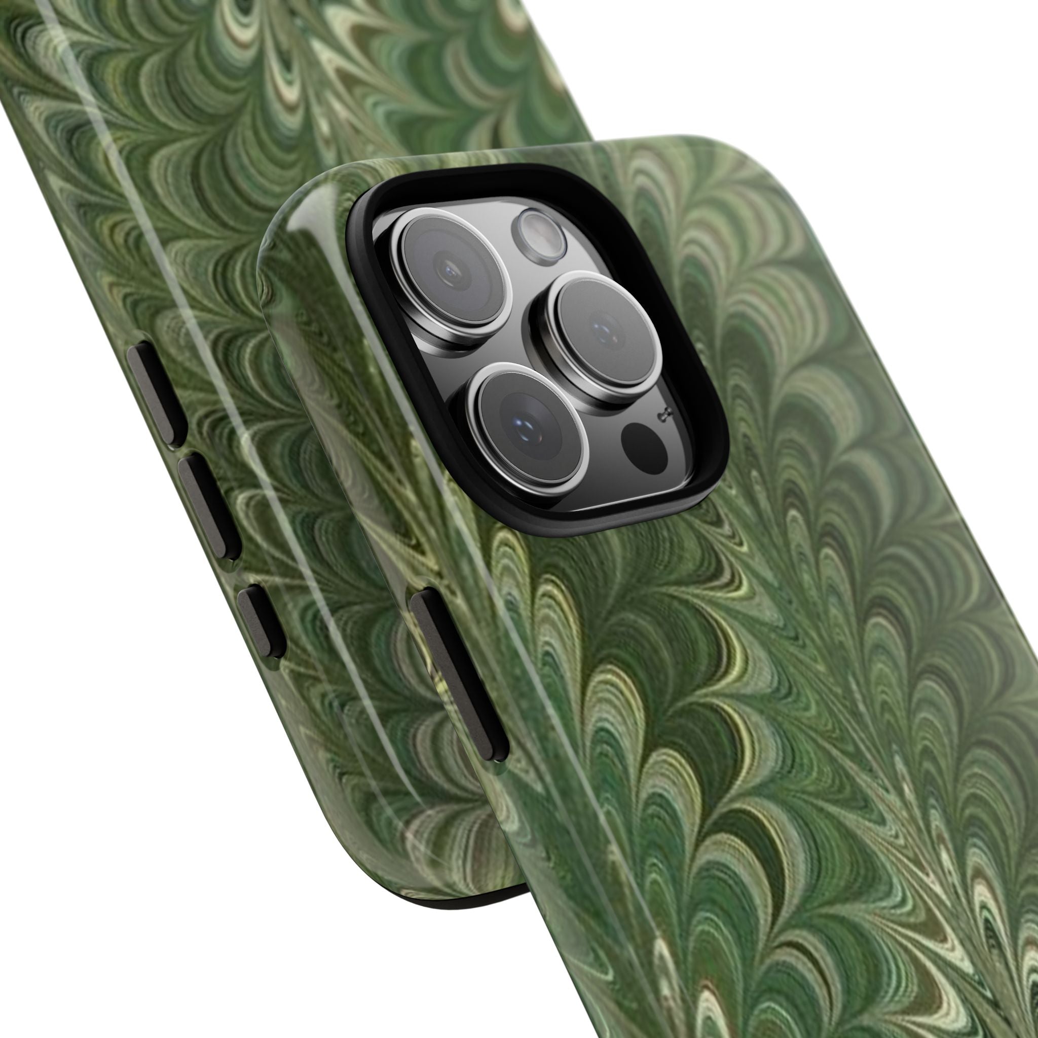 Deep Green Chevron Marbled Phone Case — Tough Protective Phone Cover