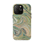 Florentine Marble iPhone Case | Inspired by Florence | Italian Marbled Paper Technique | Artisanal Green Swirl | Dual-Layer Protective Case | Matte or Glossy