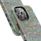 Green, Blue, + White Marbled Peacock - Dual Layer MAG SAFE Phone Case
