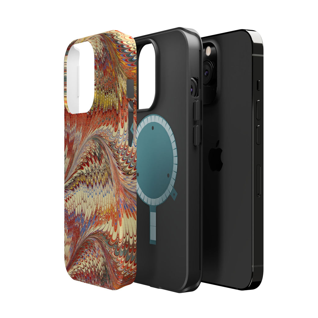 Rust + Gold Italian Marbled Design Magnetic MAG SAFE - Dual Layer Case - Glossy or Matte