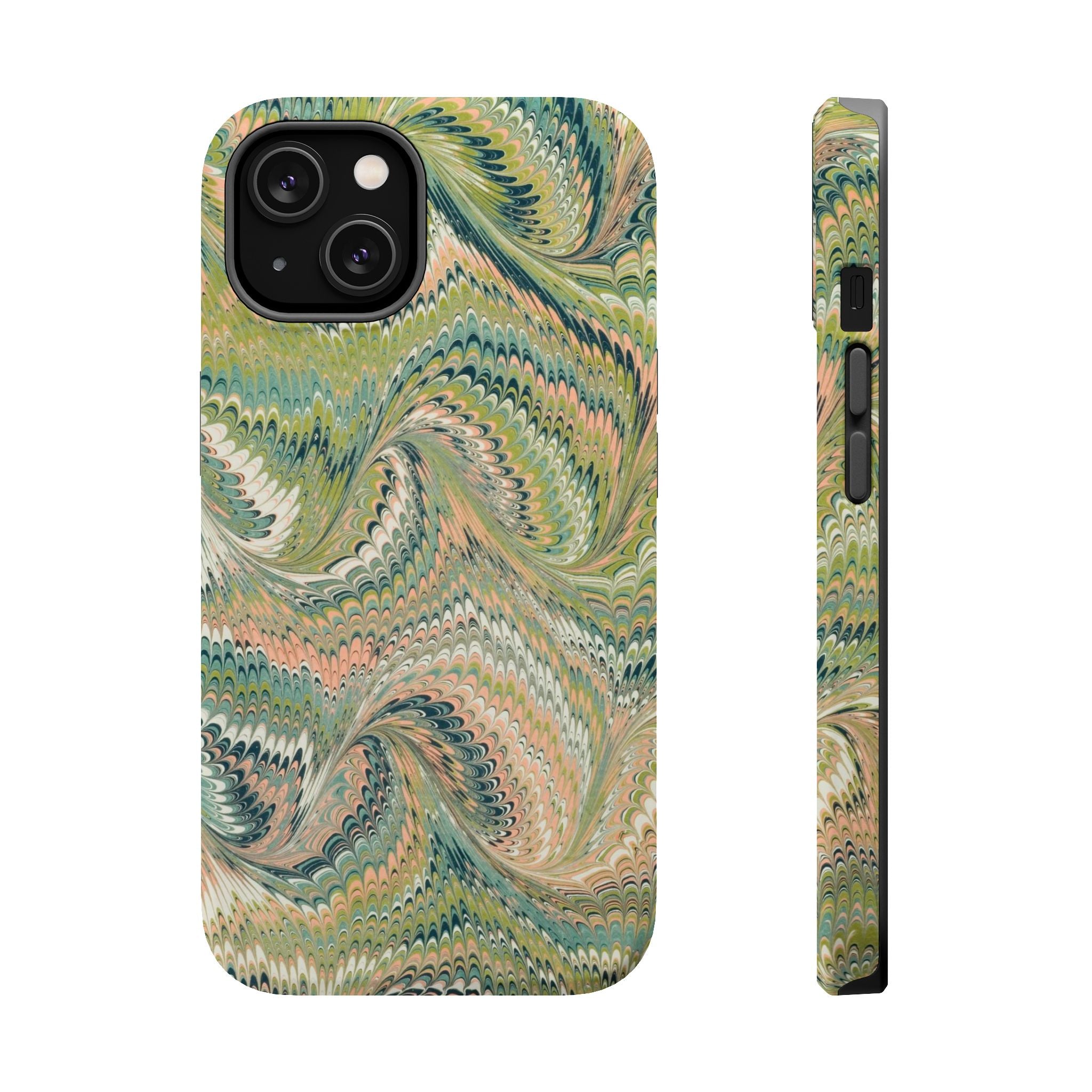 Green Pastel Italian Marble Design Magnetic MAG SAFE High Impact iPhone Cases
