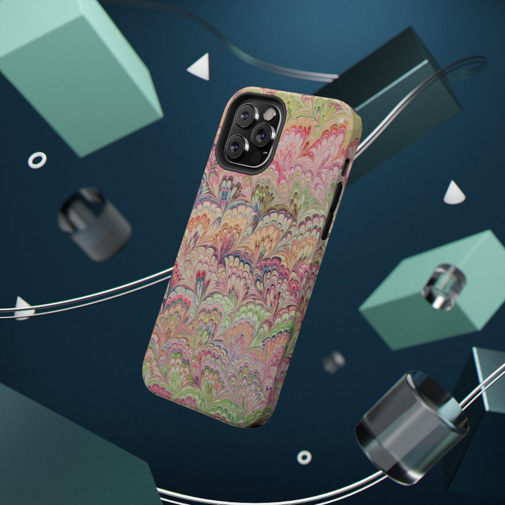 Marbled Pastel Pink and Green Impact-Resistant Phone Case for Apple + Samsung