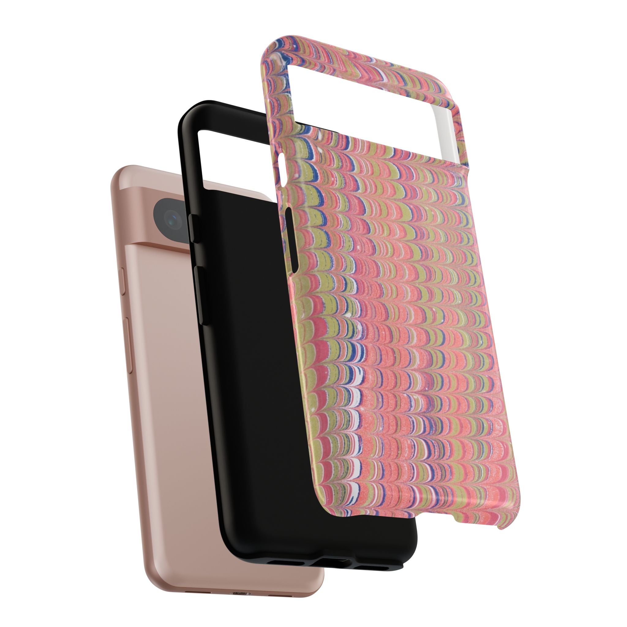 Pink Pastels Feather Marbled Vintage Design iPhone 16 + Samsung + Apple + Google - all models