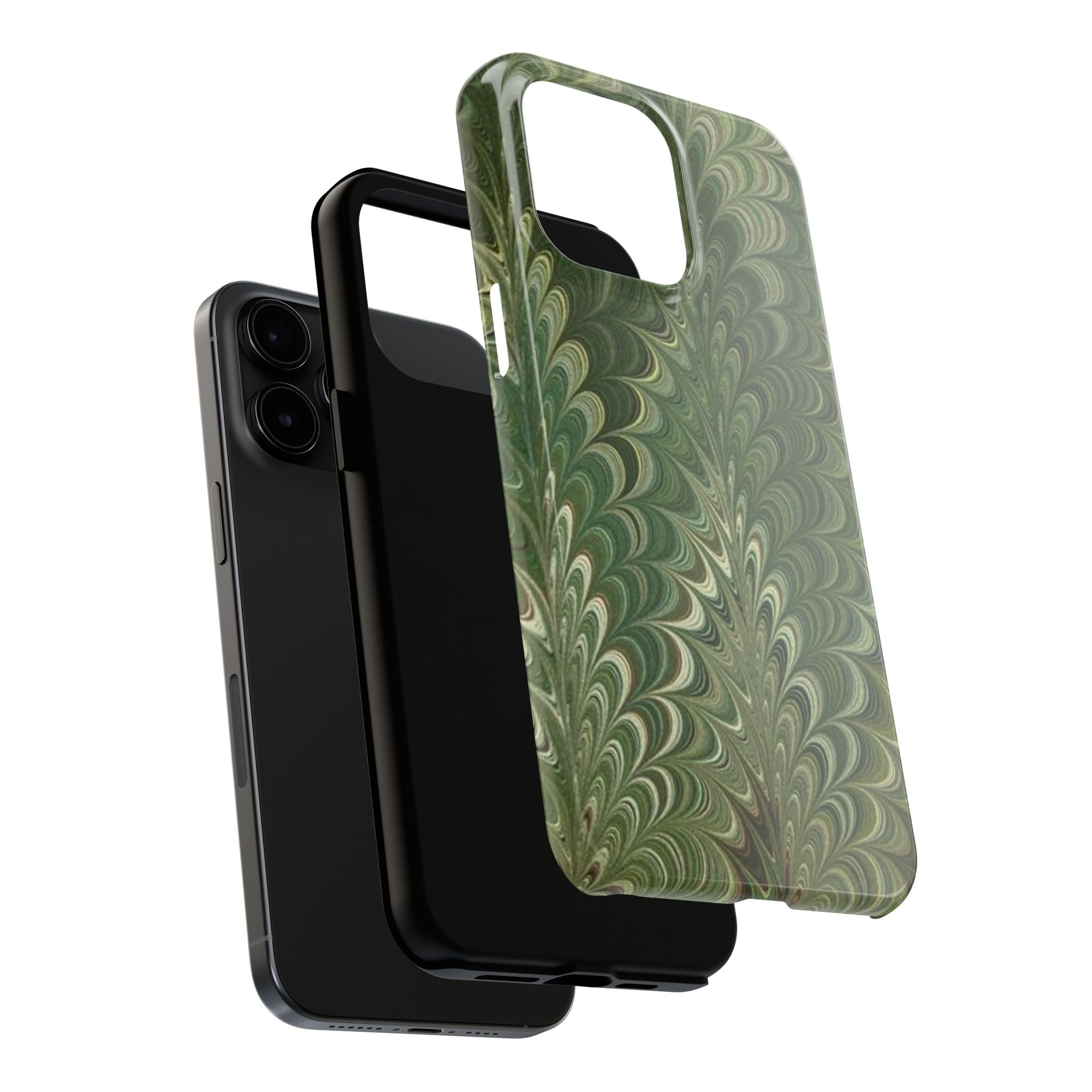 Deep Green Marble Italian Tough Phone Case — Durable Marbled Phone Case