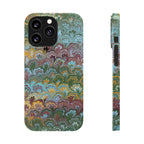 Phone Case with Design from Italy - Marbled "Peacock" Design, Green, Blue, Multi-Color Slim Phone Cases