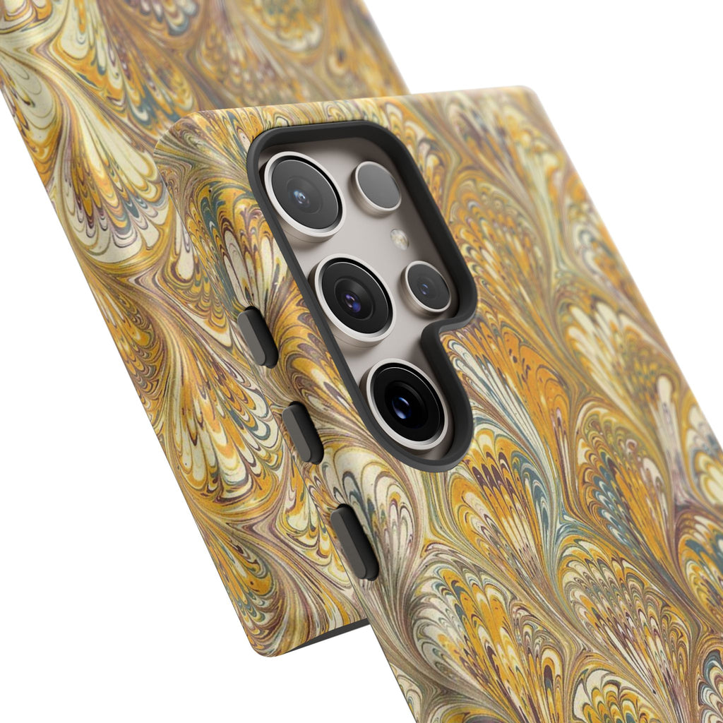 Golden Yellow Marbled Italian Phone Case - Dual Layer - Matte or Glossy