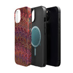 Mag Safe Marble iPhone Case - Red, Burgundy, Lavender & Gold Impact-Resistant
